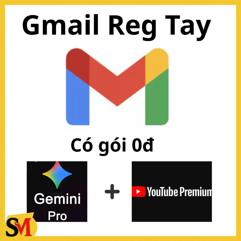 Mua Gmail Reg Tay - TTT - 2Fa - Ngâm 7 tháng trở lên - gói ytb pre + gg genini ai pro 0 đồng giá rẻ - ShopMini
