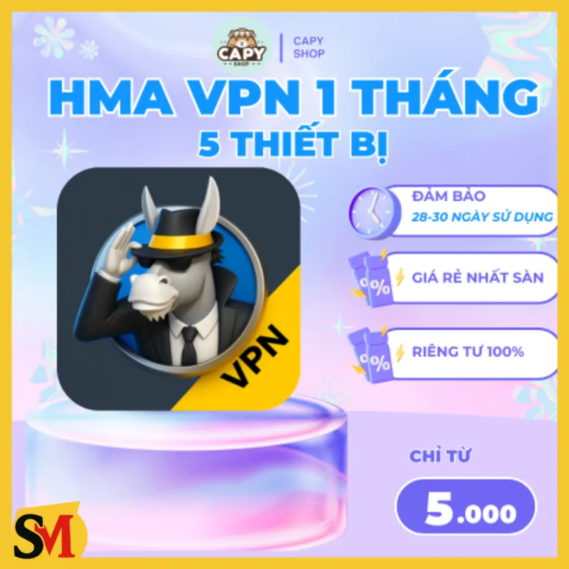 HMA VPN 1 THÁNG 5 THIẾT BỊ CHỈ CÓ KEY