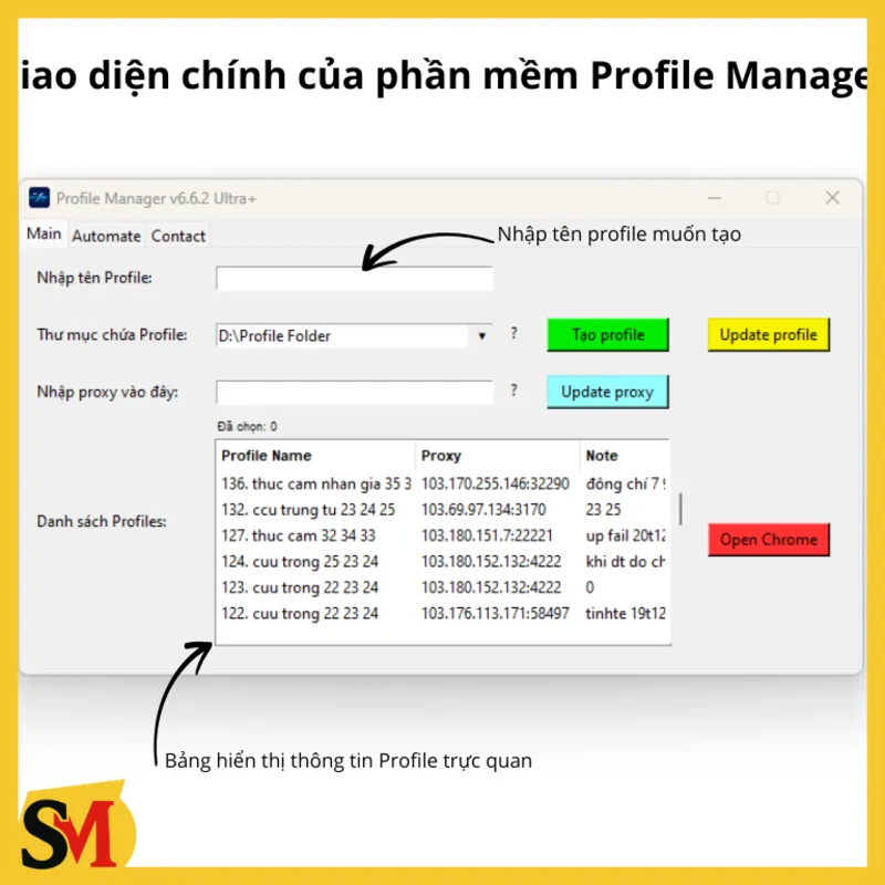 Tool Tạo, quản lý profile Chrome, thêm Proxy, random user agent cực tiện lợi